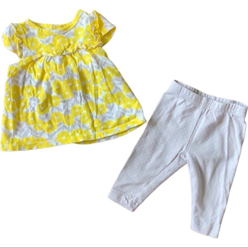 Child of Mine yellow floral snap tunic shirt polka dot legging newborn